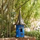 Glitzhome 32"H Retro Blue Metal Pagoda Birdhouse with Bronze Roof