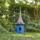 Glitzhome 32"H Retro Blue Metal Pagoda Birdhouse with Bronze Roof