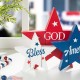 Glitzhome 11"L Wooden Patriotic/Americana Stars Table Decor