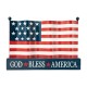 Glitzhome 14"L Metal Patriotic/Americana flag with Wooden Base Table Decor