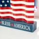 Glitzhome 14"L Metal Patriotic/Americana flag with Wooden Base Table Decor