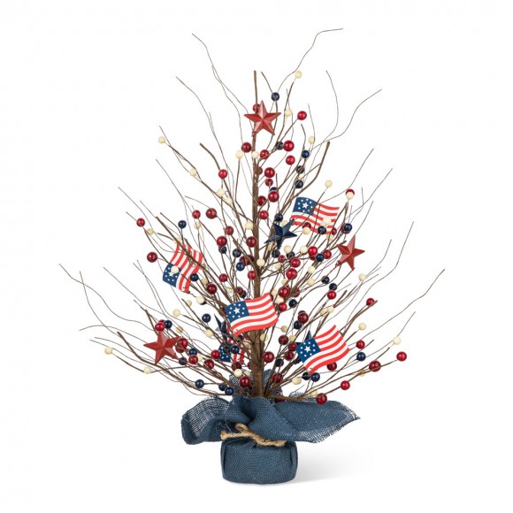 Glitzhome 20"H Patriotic/Americana Berry Table Tree