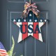 Glitzhome 19.25"L Patriotic/Americana Wooden Star Door Hanger