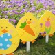 Glitzhome 15"H Set of 3 Easter Wooden Chick Pick/Yard Stake