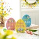 Glitzhome 7.5"H Set of 3 Wooden Easter Egg Table Decor