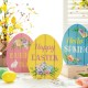 Glitzhome 7.5"H Set of 3 Wooden Easter Egg Table Decor