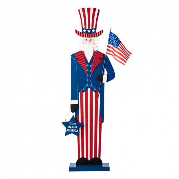 Glitzhome 40"H Patriotic/Americana Uncle Sam Porch Decor