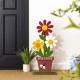 Glitzhome 30"H Wooden Trio Flowers Welcome Porch Décor