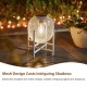 Glitzhome 11.5"H White Metal Mesh Solar Powered Outdoor Lantern with Stand