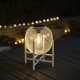 Glitzhome 11.5"H White Metal Mesh Solar Powered Outdoor Lantern with Stand
