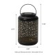 Glitzhome 8.75"H Black Metal Cutout Flower Solar Powered Outdoor Hanging Lantern with LED Light