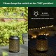 Glitzhome 8.75"H Black Metal Cutout Flower Solar Powered Outdoor Hanging Lantern with LED Light