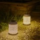 Glitzhome 8.75"H White Metal Cutout Flower Solar Powered Outdoor Hanging Lantern with LED Light