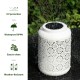 Glitzhome 8.75"H White Metal Cutout Flower Solar Powered Outdoor Hanging Lantern with LED Light