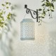 Glitzhome 8.75"H White Metal Cutout Flower Solar Powered Outdoor Hanging Lantern with LED Light