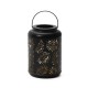 Glitzhome 8.75"H Black Metal Cutout Leaf Solar Powered Outdoor Hanging Lantern with LED Light