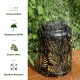 Glitzhome 8.75"H Black Metal Cutout Leaf Solar Powered Outdoor Hanging Lantern with LED Light