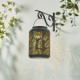 Glitzhome 8.75"H Black Metal Cutout Leaf Solar Powered Outdoor Hanging Lantern with LED Light
