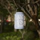 Glitzhome 8.75"H White Metal Cutout Leaf Solar Powered Outdoor Hanging Lantern with LED Light