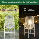 Glitzhome 14.25"H White Metal Mesh Solar Powered Outdoor Lantern with Stand, Set of 2