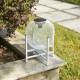 Glitzhome 11.5"H White Metal Mesh Solar Powered Outdoor Lantern with Stand, Set of 2