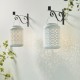 Glitzhome 8.75"H White Metal Cutout Flower Solar Powered Outdoor Hanging Lantern with LED Light, Set of 2