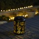Glitzhome 8.75"H Black Metal Cutout Leaf Solar Powered Outdoor Hanging Lantern with LED Light, Set of 2