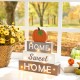 Glitzhome 12.75"H Lighted Wooden Block Word Sign with 5 Changeable Top Decors( Spring/ Valentine/ Patriotic/ Fall/ Christmas)