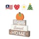 Glitzhome 12.75"H Lighted Wooden Block Word Sign with 5 Changeable Top Decors( Spring/ Valentine/ Patriotic/ Fall/ Christmas)