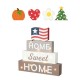 Glitzhome 12.75"H Lighted Wooden Block Word Sign with 5 Changeable Top Decors( Spring/ Valentine/ Patriotic/ Fall/ Christmas)