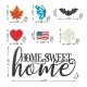 Glitzhome 24"L Metal "HOME SWEET HOME" Wall Decor with 6 Changeable Shaped Decors(Spring/ Valentine/ Patriotic/ Fall/ Halloween/ Christmas)