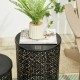 Glitzhome Set of 2 Multi-functional Metal Black Garden Stool or Planter Stand or Accent Table or Side Table