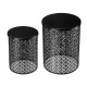 Glitzhome Set of 2 Multi-functional Metal Black Garden Stool or Planter Stand or Accent Table or Side Table