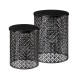 Glitzhome Set of 2 Multi-functional Metal Black Garden Stool or Planter Stand or Accent Table or Side Table