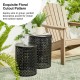 Glitzhome Set of 2 Multi-functional Metal Black Garden Stool or Planter Stand or Accent Table or Side Table