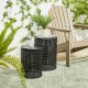 Glitzhome Set of 2 Multi-functional Metal Black Garden Stool or Planter Stand or Accent Table or Side Table