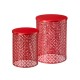 Glitzhome Set of 2 Multi-functional Metal Red Garden Stool or Planter Stand or Accent Table or Side Table