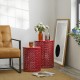 Glitzhome Set of 2 Multi-functional Metal Red Garden Stool or Planter Stand or Accent Table or Side Table