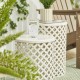 Glitzhome Set of 2 Multi-functional Metal White Garden Stool or Planter Stand or Accent Table or Side Table