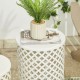 Glitzhome Set of 2 Multi-functional Metal White Garden Stool or Planter Stand or Accent Table or Side Table