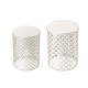 Glitzhome Set of 2 Multi-functional Metal White Garden Stool or Planter Stand or Accent Table or Side Table