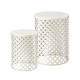 Glitzhome Set of 2 Multi-functional Metal White Garden Stool or Planter Stand or Accent Table or Side Table