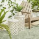 Glitzhome Set of 2 Multi-functional Metal White Garden Stool or Planter Stand or Accent Table or Side Table