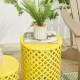 Glitzhome Set of 2 Multi-functional Metal Yellow Garden Stool or Planter Stand or Accent Table or Side Table