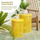 Glitzhome Set of 2 Multi-functional Metal Yellow Garden Stool or Planter Stand or Accent Table or Side Table