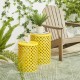Glitzhome Set of 2 Multi-functional Metal Yellow Garden Stool or Planter Stand or Accent Table or Side Table