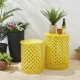 Glitzhome Set of 2 Multi-functional Metal Yellow Garden Stool or Planter Stand or Accent Table or Side Table