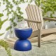 Glitzhome 17.75"H Multi-functional MgO Cobalt Blue Garden Stool or Planter Stand or Accent Table