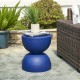 Glitzhome 17.75"H Multi-functional MgO Cobalt Blue Garden Stool or Planter Stand or Accent Table
