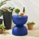 Glitzhome 17.75"H Multi-functional MgO Cobalt Blue Garden Stool or Planter Stand or Accent Table